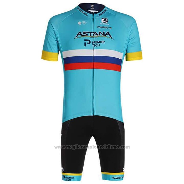 2020 Abbigliamento Ciclismo Astana Campione Russia Manica Corta e Salopette